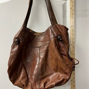 Lucky Brand Brown Leather Shoulder Bag with Vintage Patina